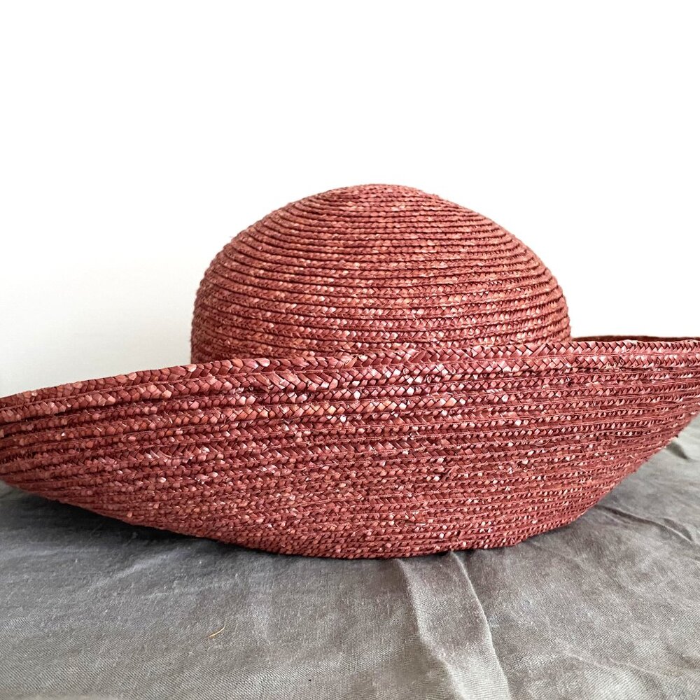 Betmar Magenta Straw Hat with 3 Square Designs